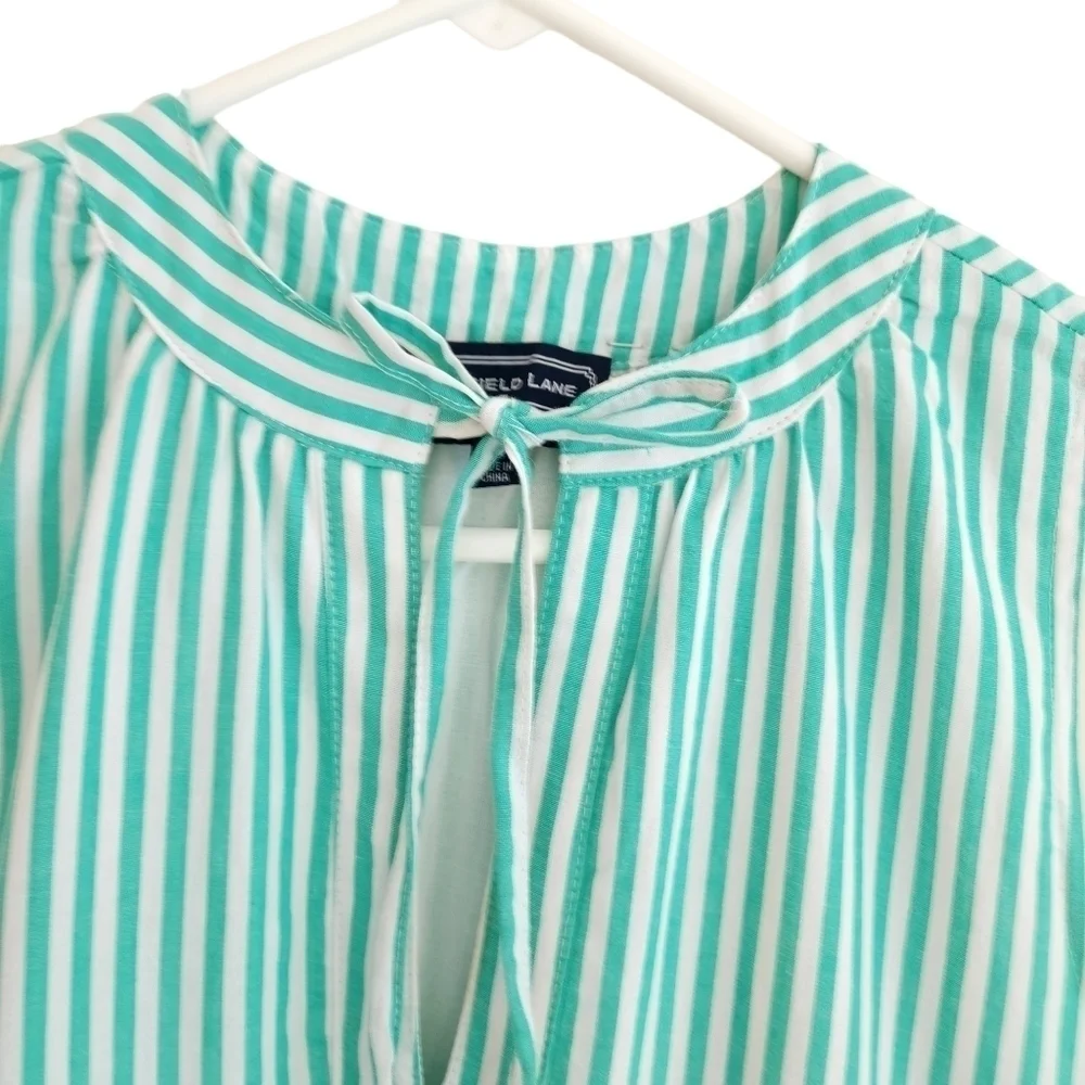 DUFFIELD Lane Teal Striped Midi Dress - Picture 6 of 11